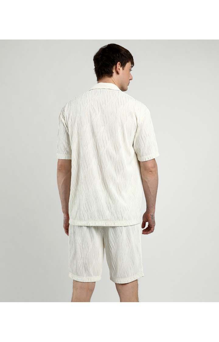 Men's White Solid Co-ords
