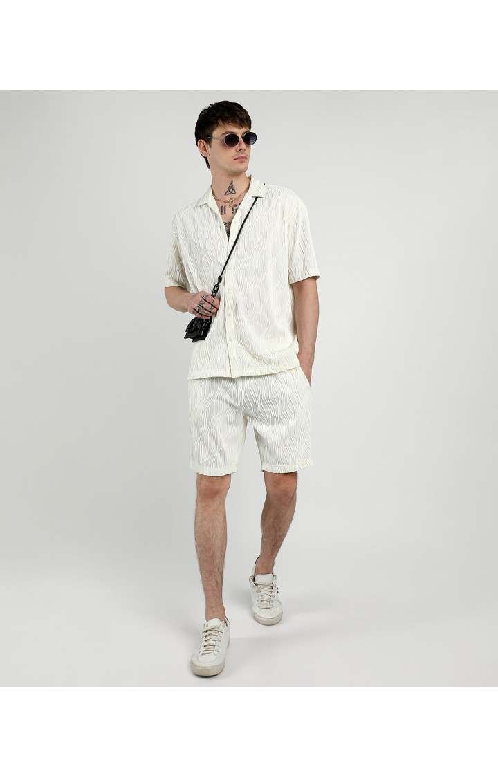 Men's White Solid Co-ords