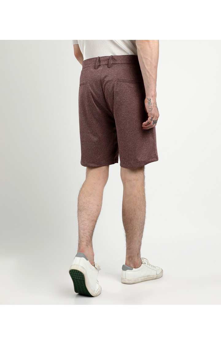 Men's Chocolate Brown Melange Polyester Shorts