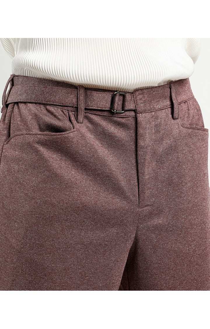 Men's Chocolate Brown Melange Polyester Shorts