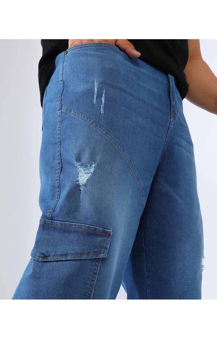 Men's Light Blue Ripped Cargos