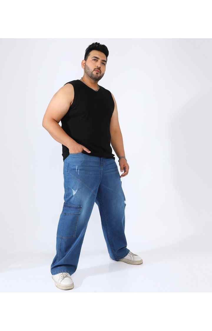 Men's Light Blue Ripped Cargos