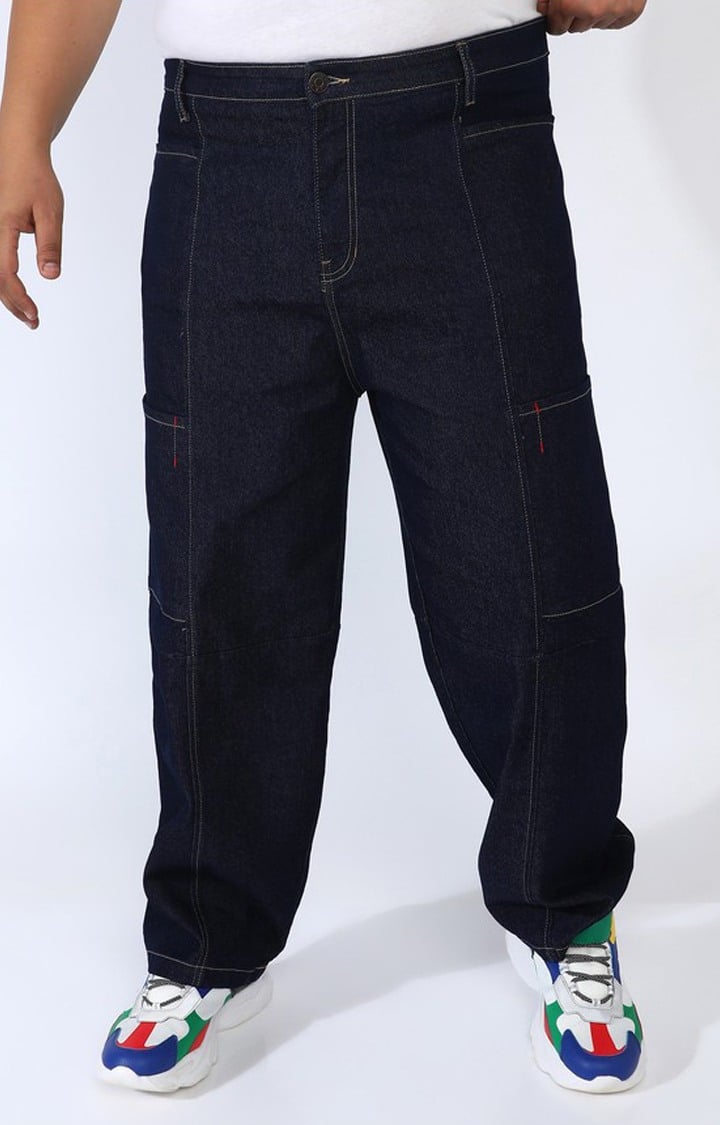 Men's Navy Blue Solid Jeans