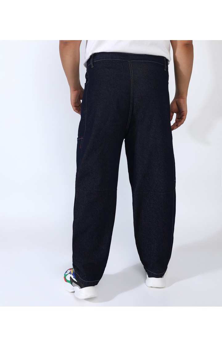 Men's Navy Blue Solid Jeans