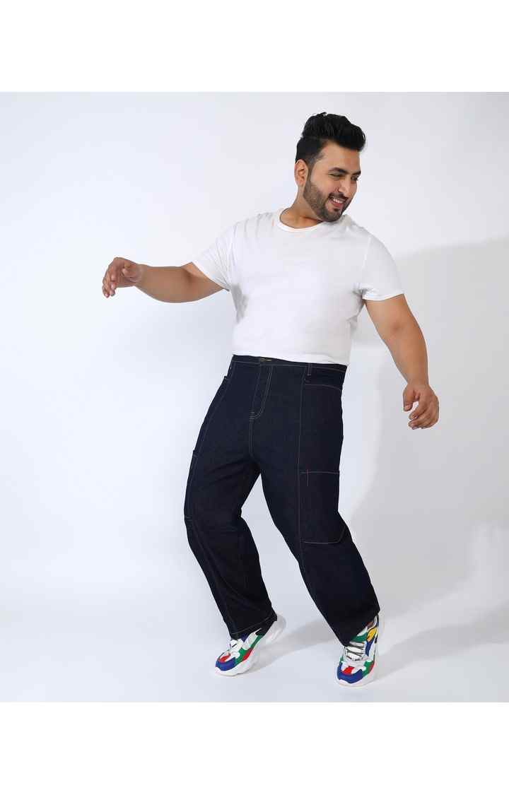 Men's Navy Blue Solid Jeans
