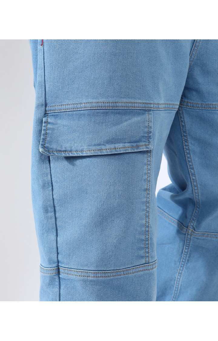 Men's Prussian Blue Solid Cargos