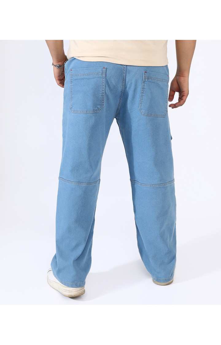 Men's Prussian Blue Solid Cargos