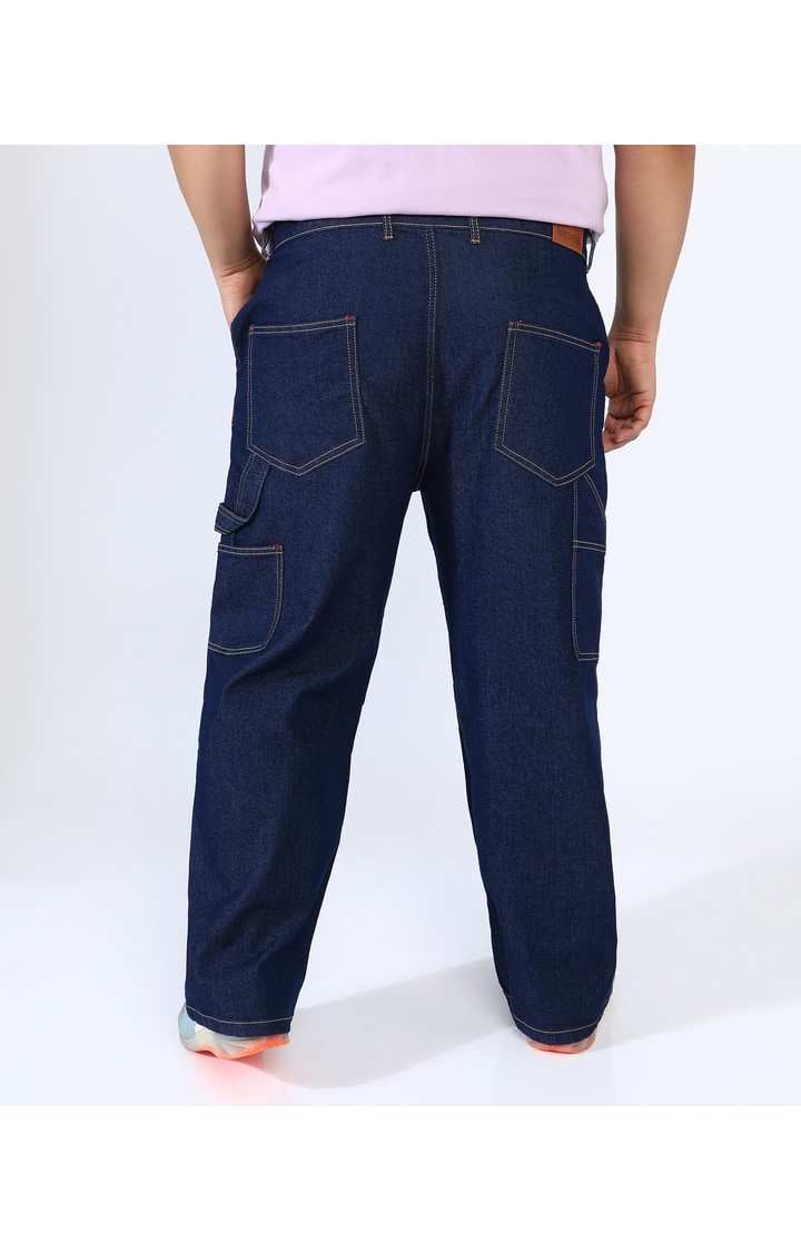 Men's Navy Blue Solid Jeans