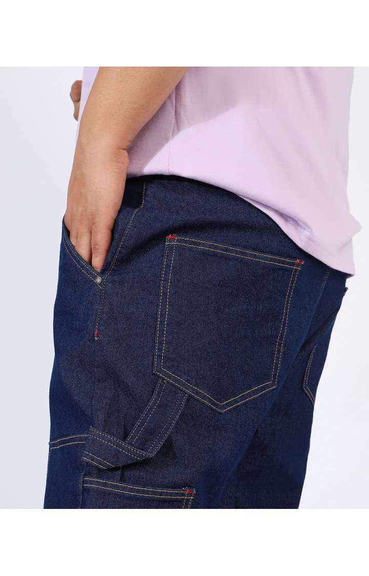 Men's Navy Blue Solid Jeans