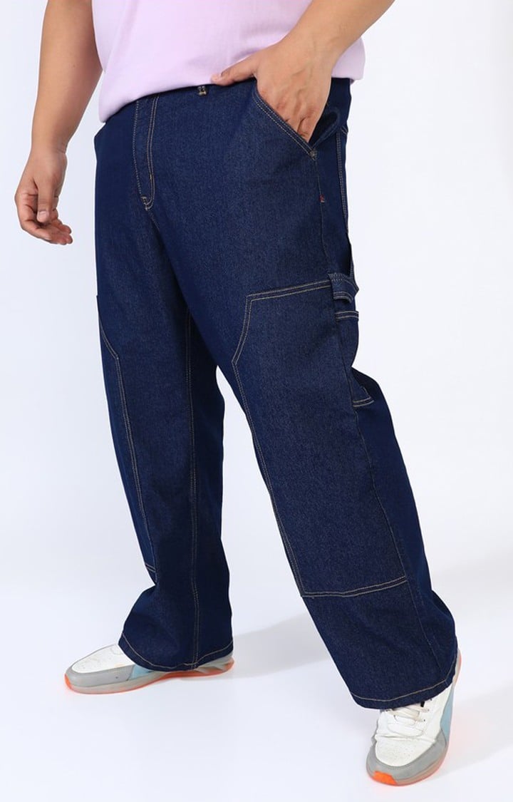 Men's Navy Blue Solid Jeans
