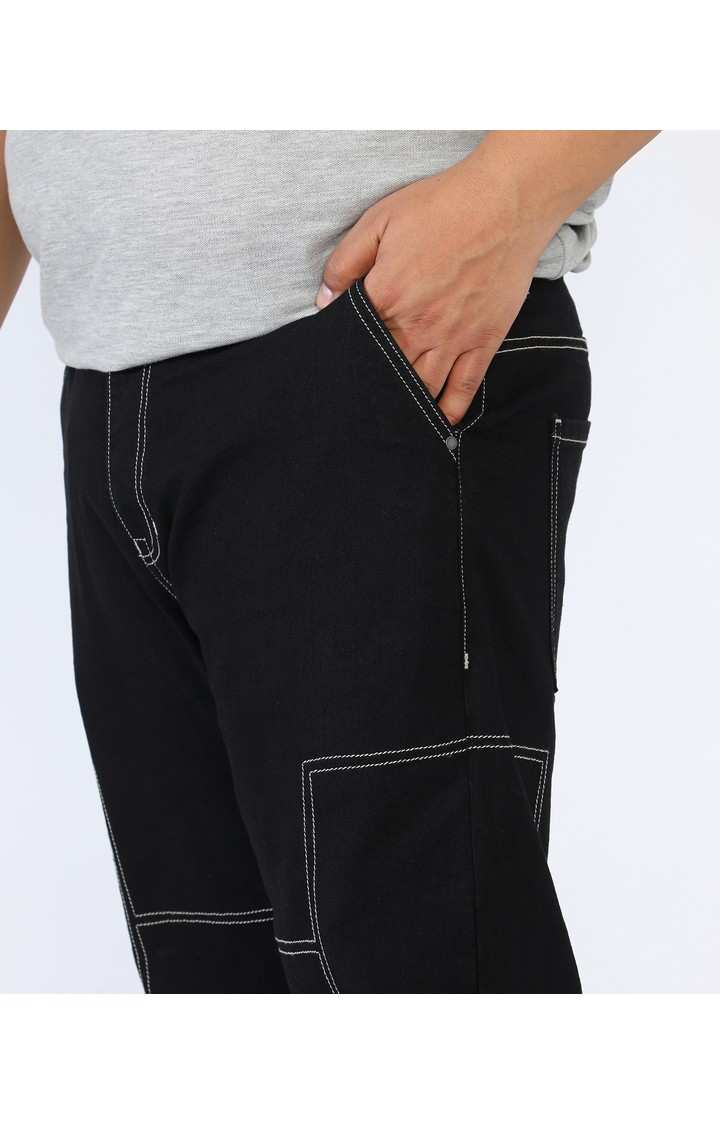 Men's Jet Black Solid Jeans