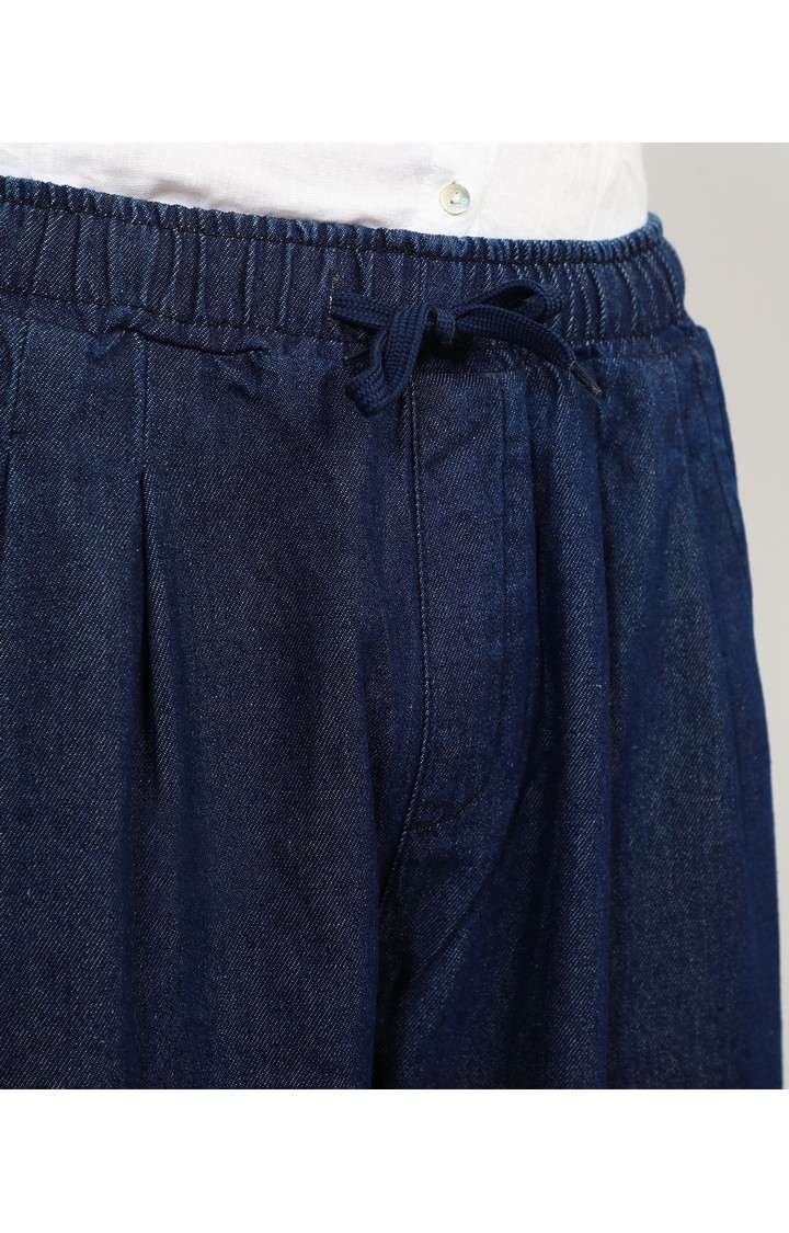 Men's Navy Blue Solid Denim Jeans