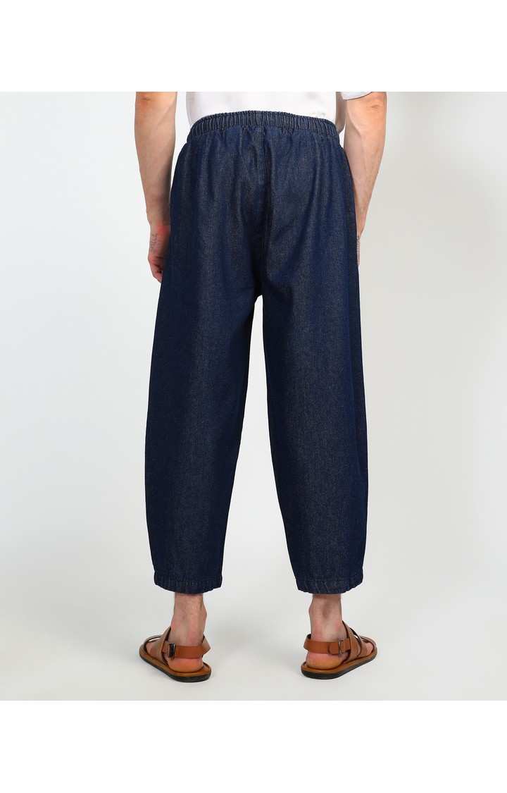 Men's Navy Blue Solid Denim Jeans
