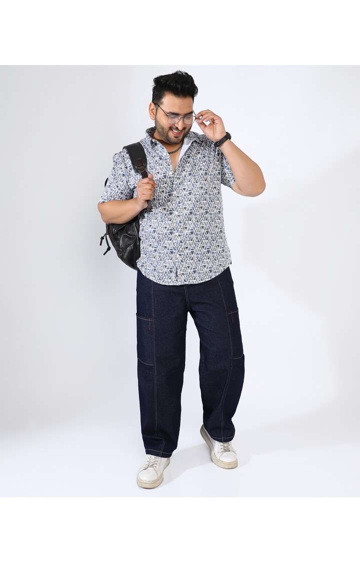 Men's Blue Graphics Casual Shirts