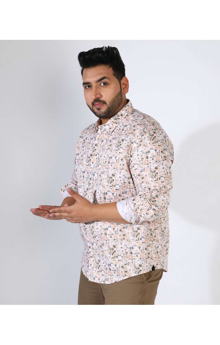 Men's Beige Graphics Casual Shirts