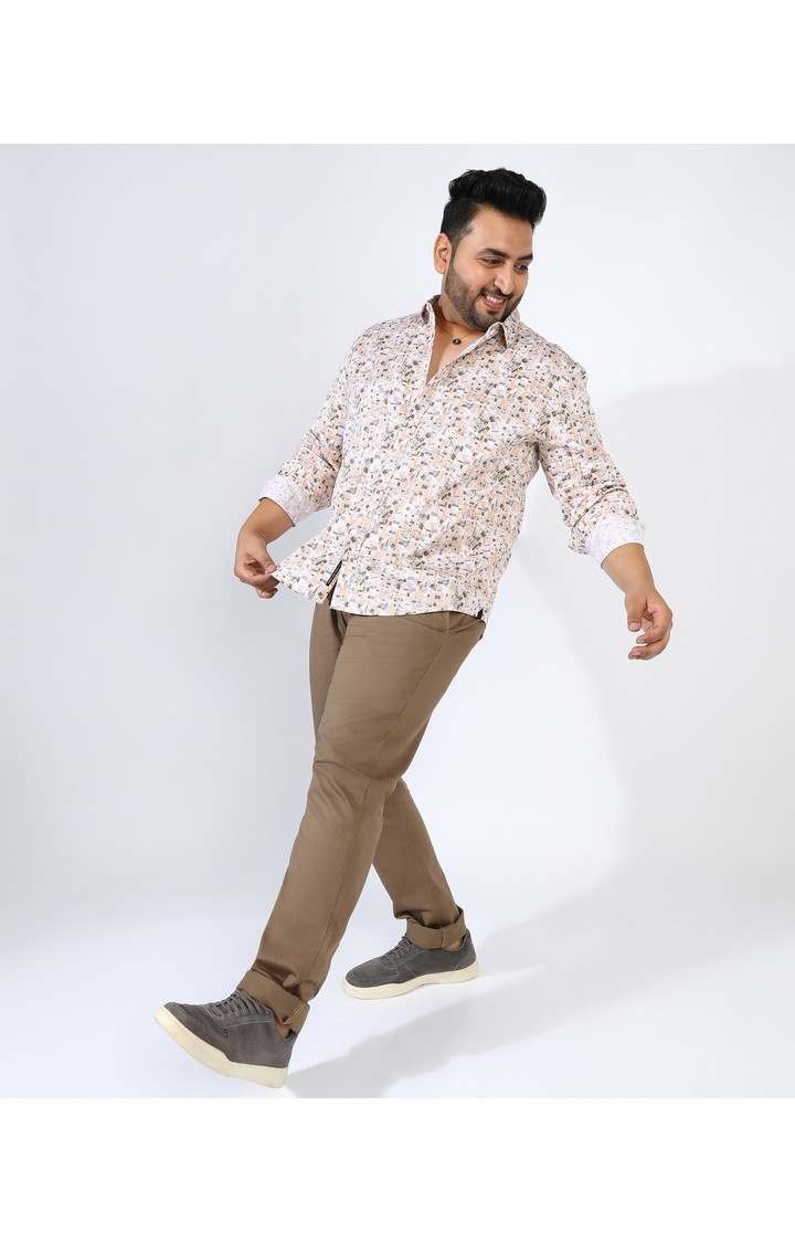 Men's Beige Graphics Casual Shirts