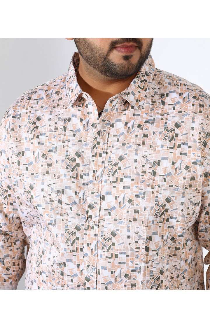 Men's Beige Graphics Casual Shirts