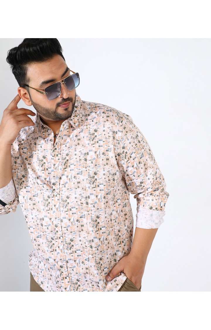 Men's Beige Graphics Casual Shirts