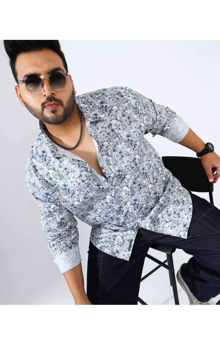 Men's Blue Graphics Casual Shirts
