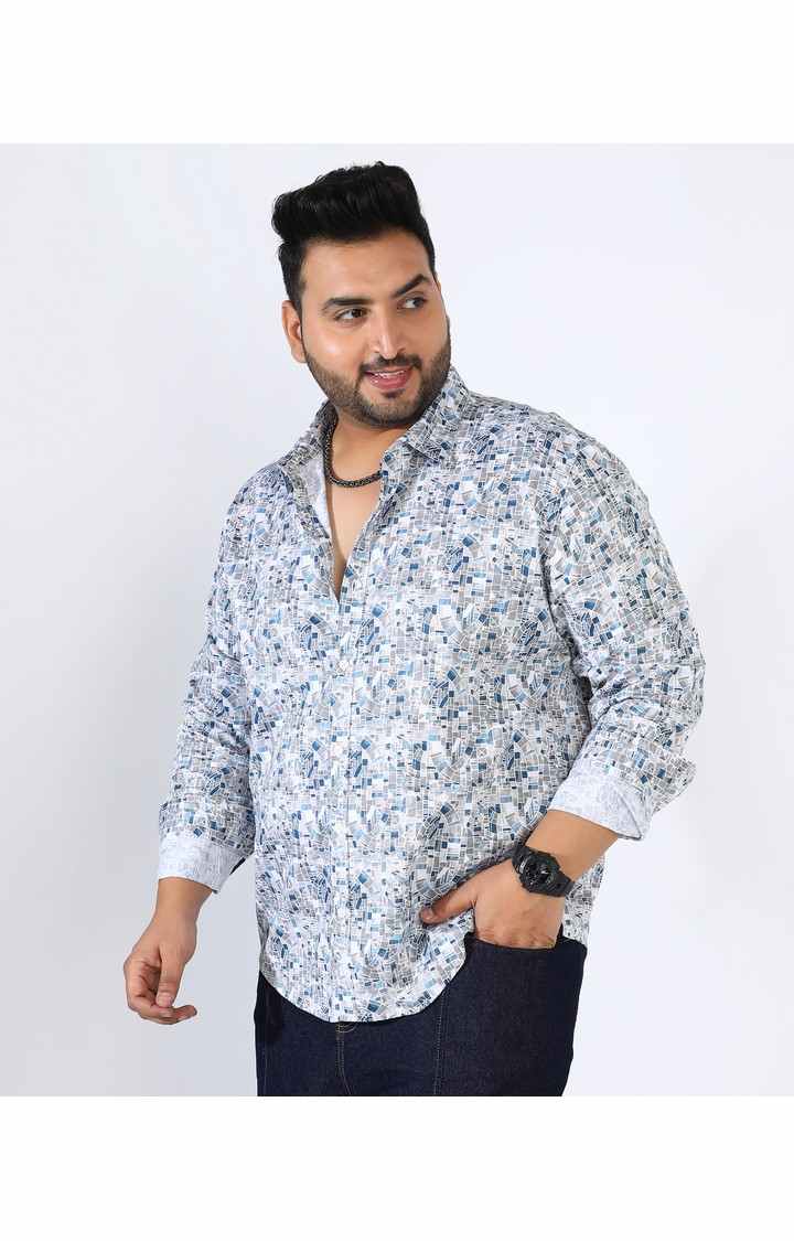 Men's Blue Graphics Casual Shirts