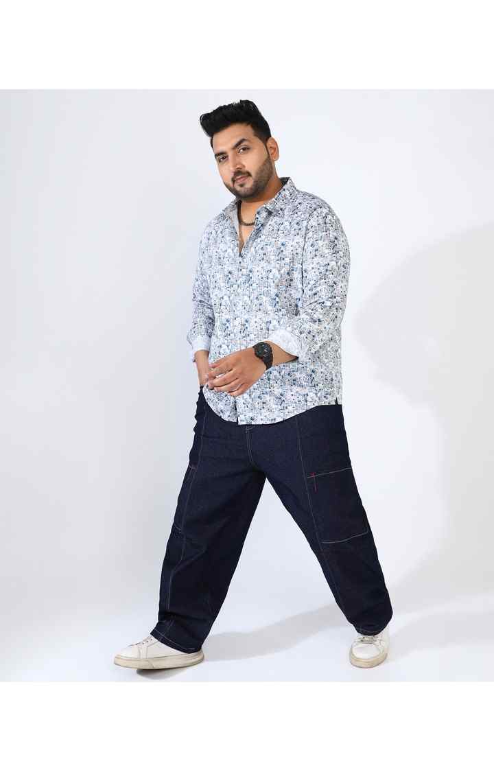 Men's Blue Graphics Casual Shirts