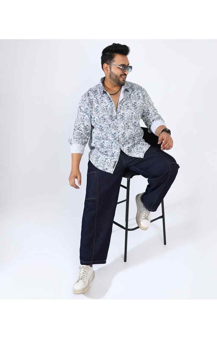 Men's Blue Graphics Casual Shirts