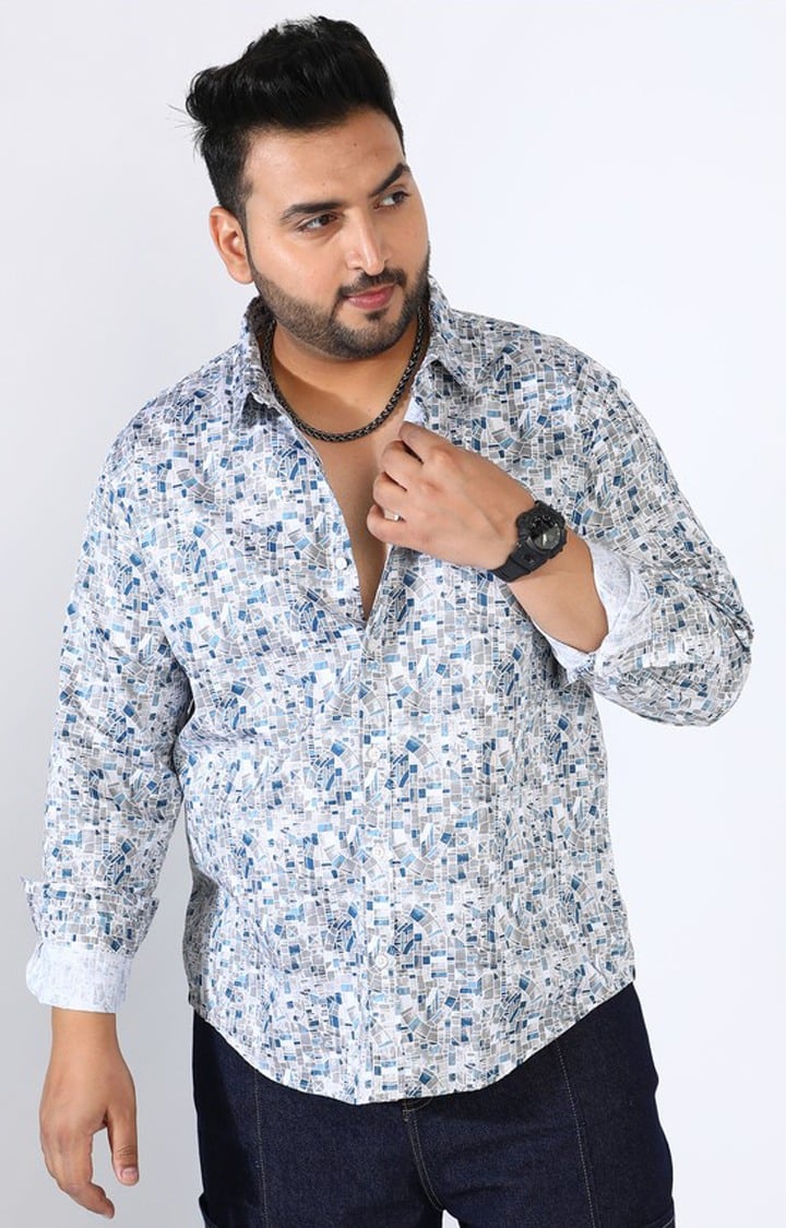 Men's Blue Graphics Casual Shirts