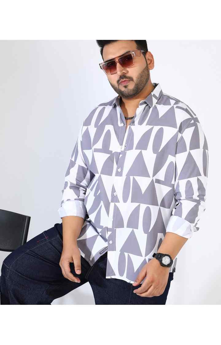 Men's Grey Printed Casual Shirts
