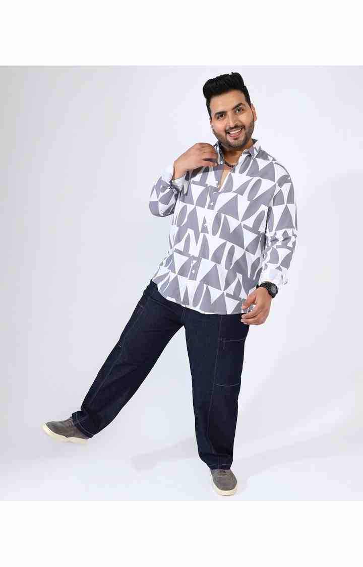 Men's Grey Printed Casual Shirts