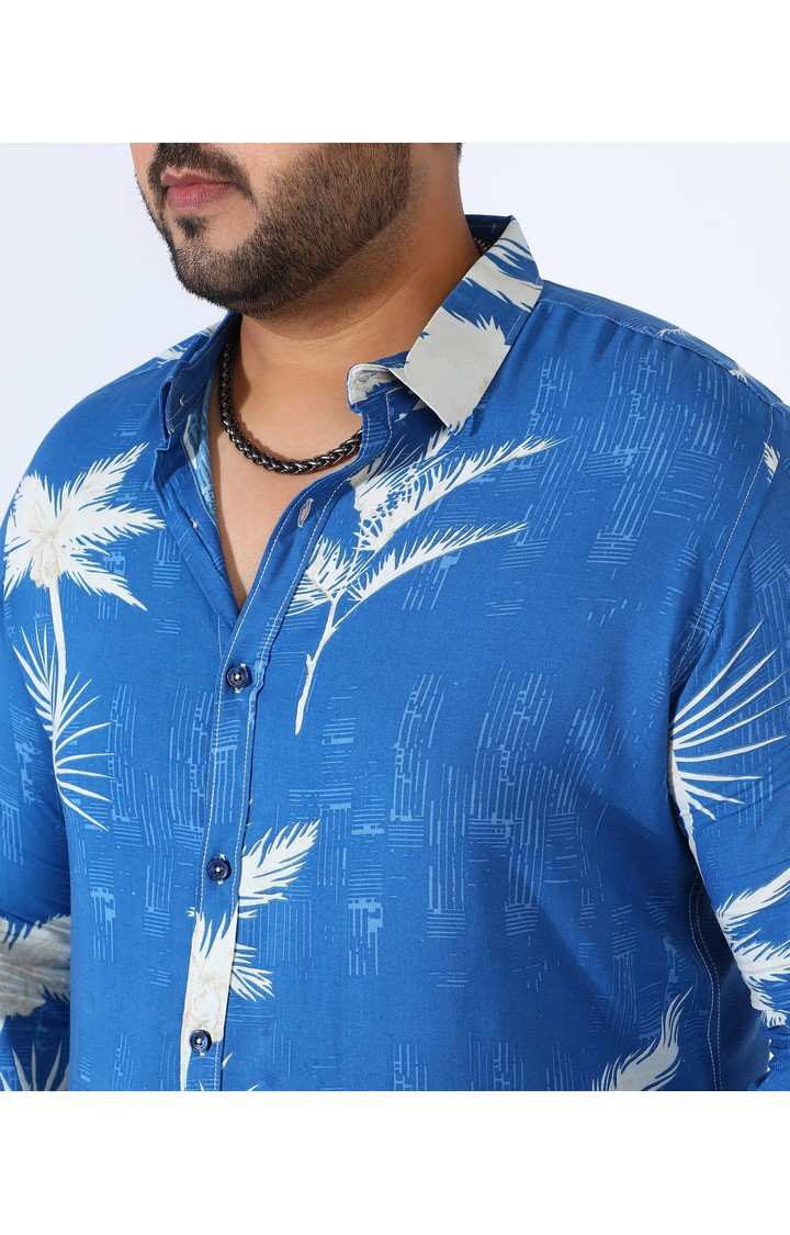 Men's Blue Printed Casual Shirts