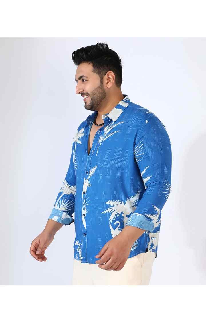 Men's Blue Printed Casual Shirts