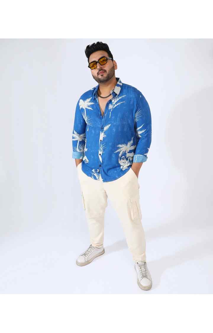 Men's Blue Printed Casual Shirts