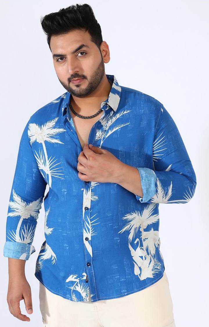 Men's Blue Printed Casual Shirts