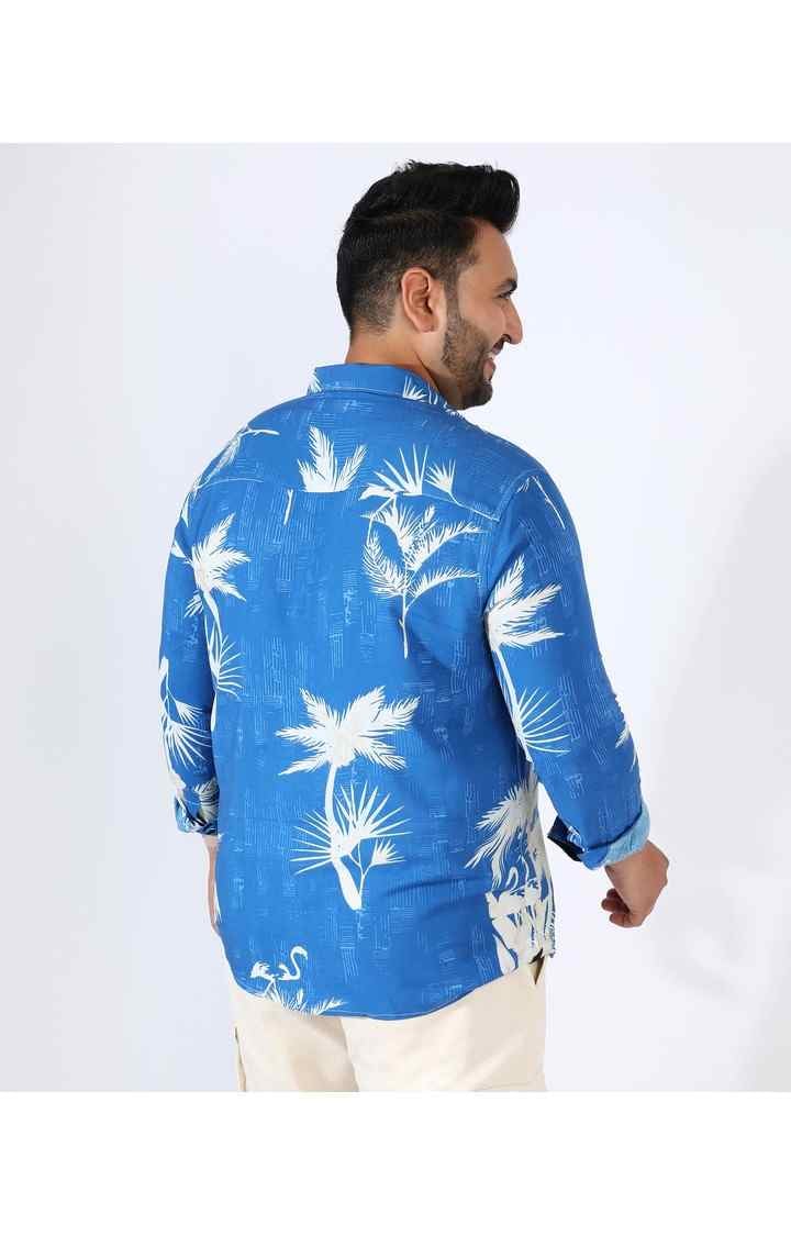 Men's Blue Printed Casual Shirts