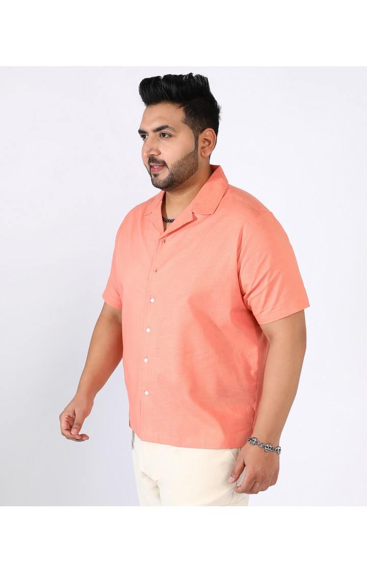 Men's Orange Solid Casual Shirts