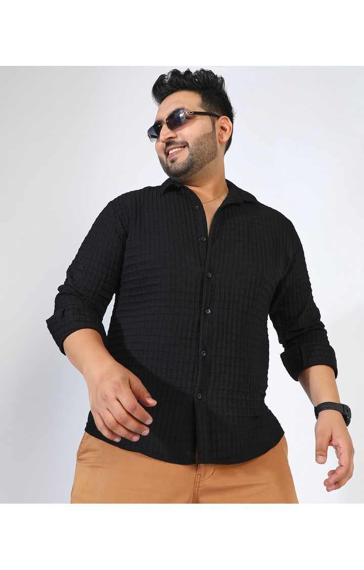 Men's Black Solid Casual Shirts