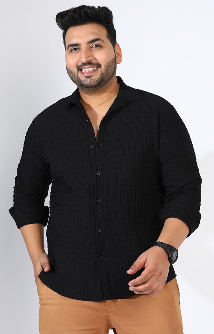 Men's Black Solid Casual Shirts