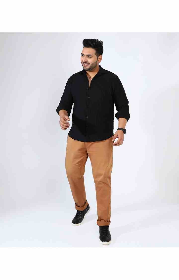 Men's Black Solid Casual Shirts