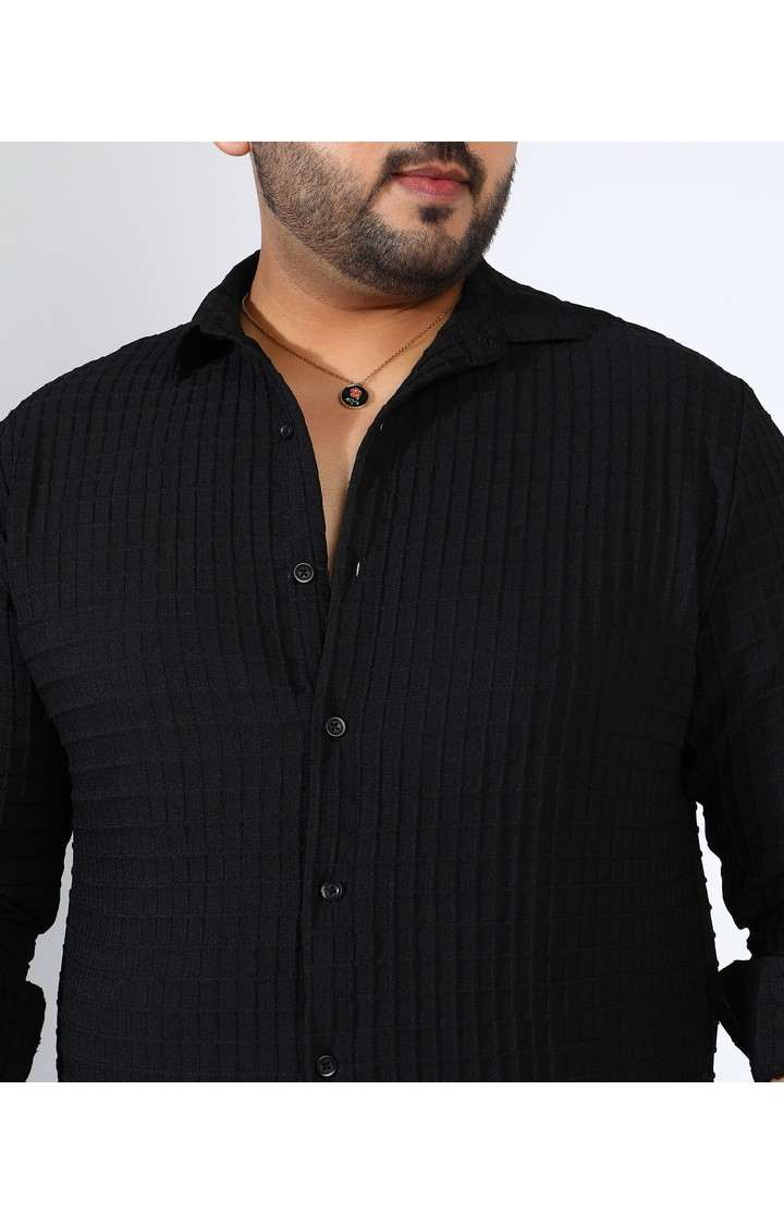 Men's Black Solid Casual Shirts