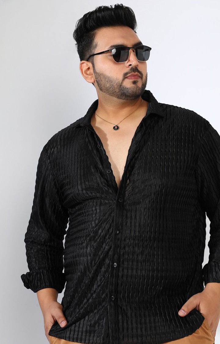 Men's Black Solid Casual Shirts