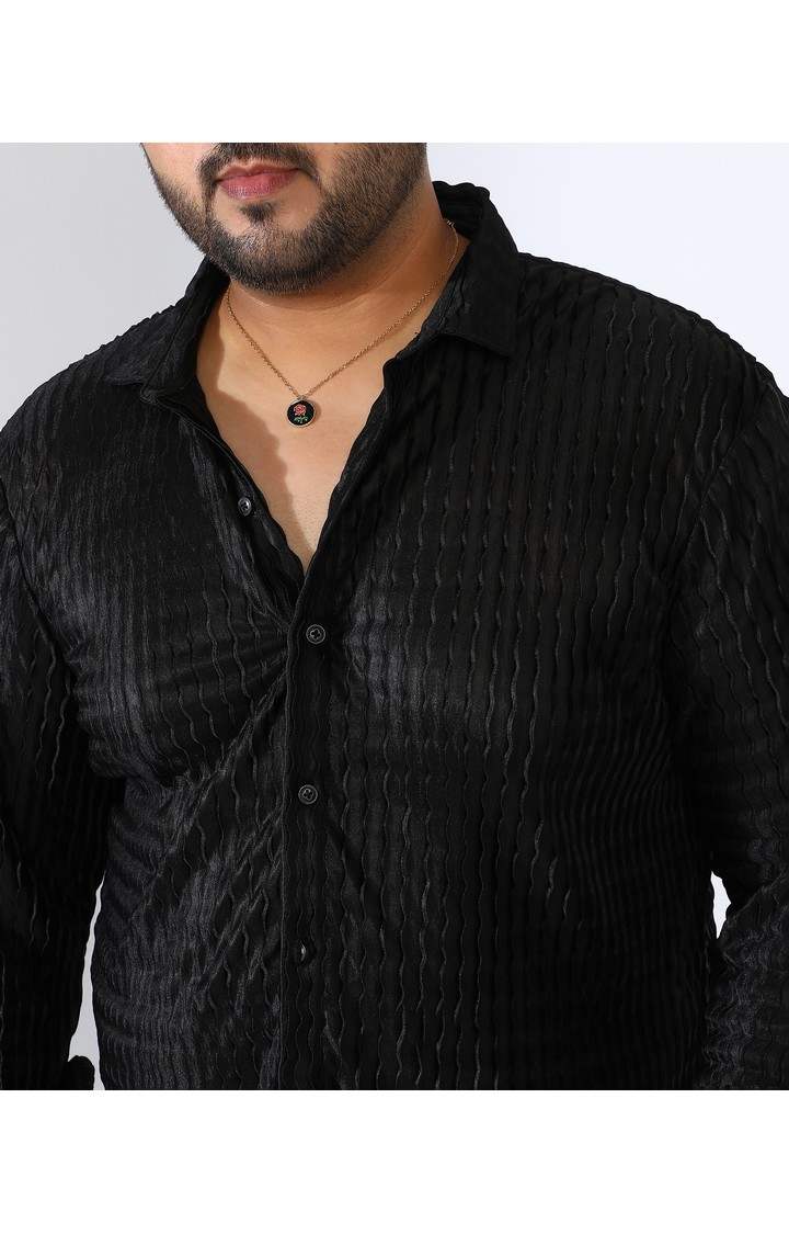 Men's Black Solid Casual Shirts