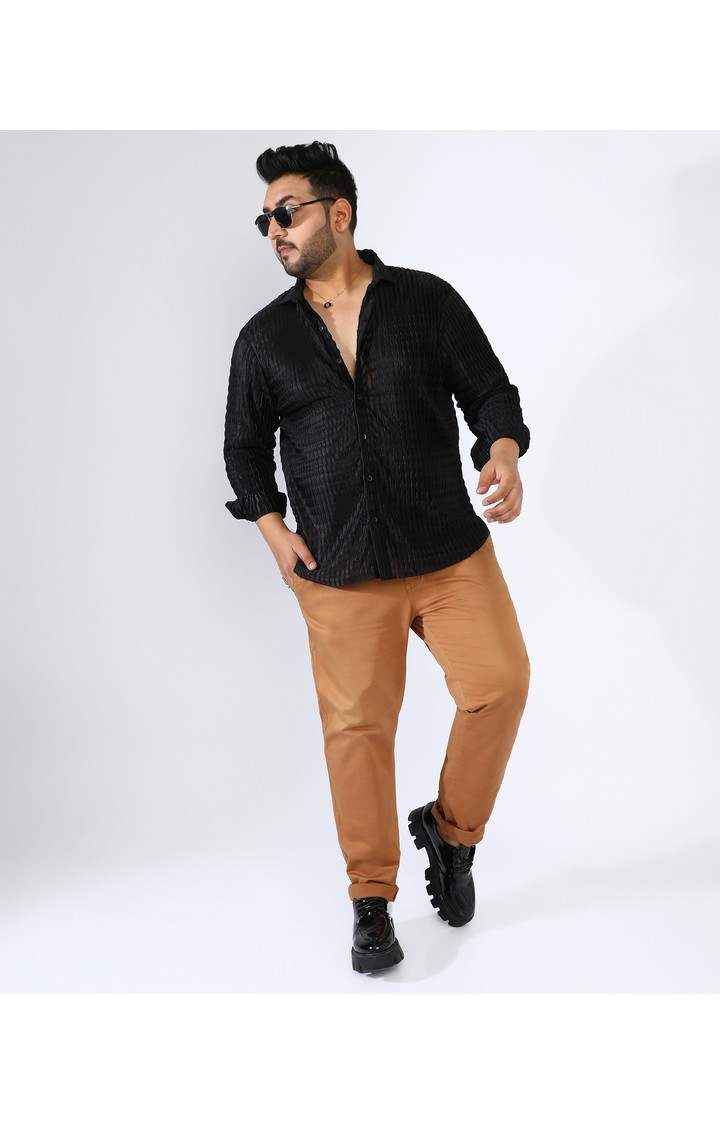 Men's Black Solid Casual Shirts