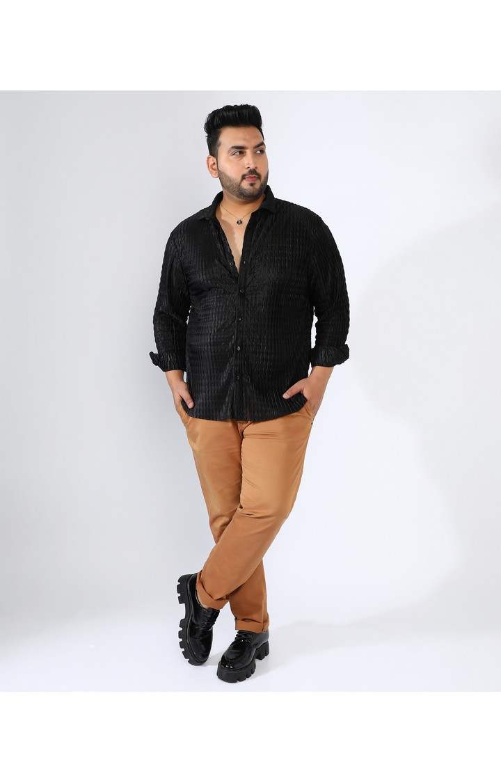 Men's Black Solid Casual Shirts