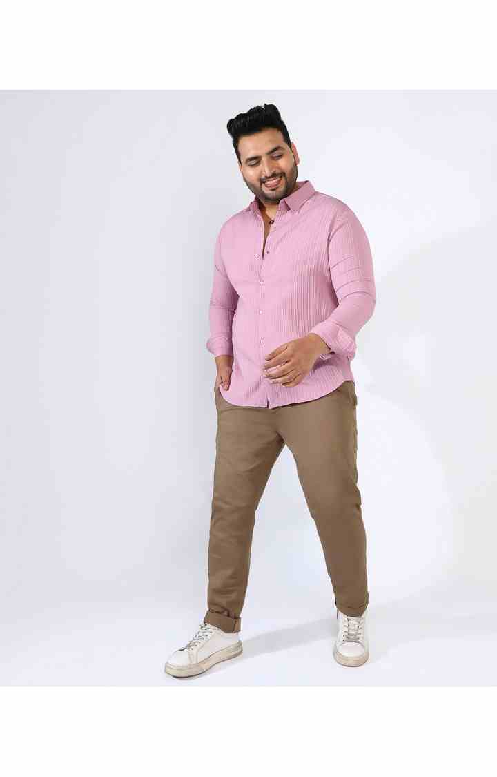 Men's Pink Solid Casual Shirts