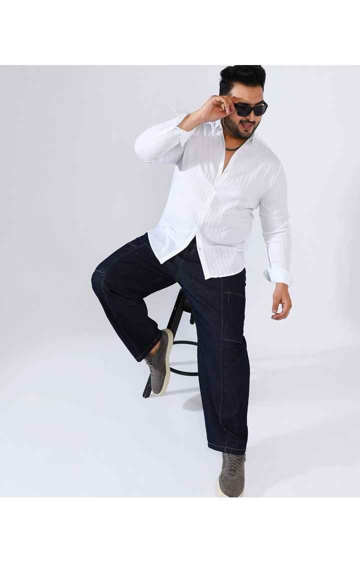 Men's White Solid Casual Shirts