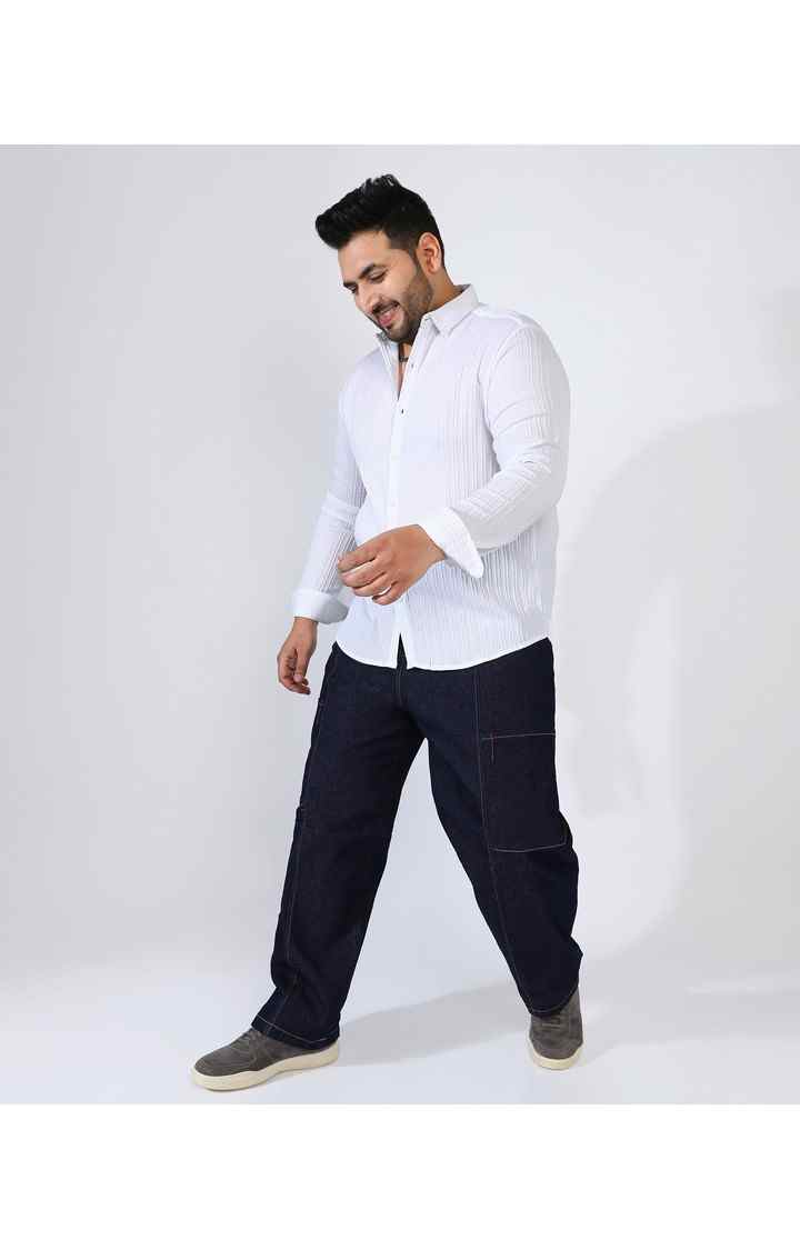 Men's White Solid Casual Shirts