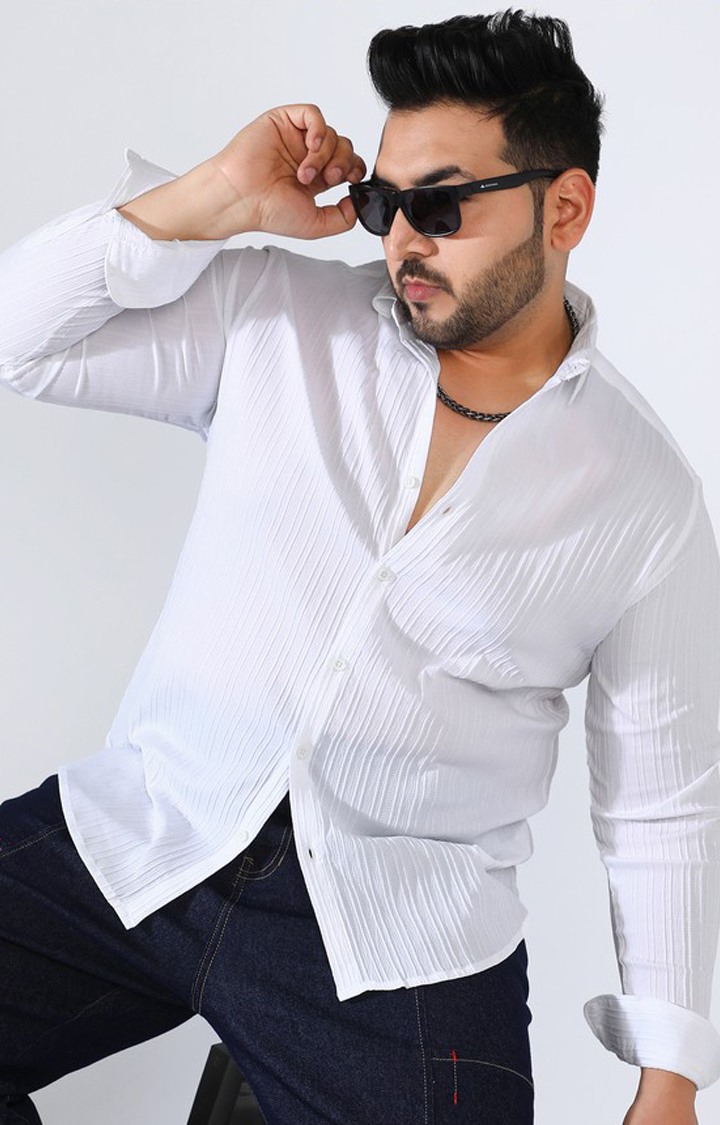 Men's White Solid Casual Shirts