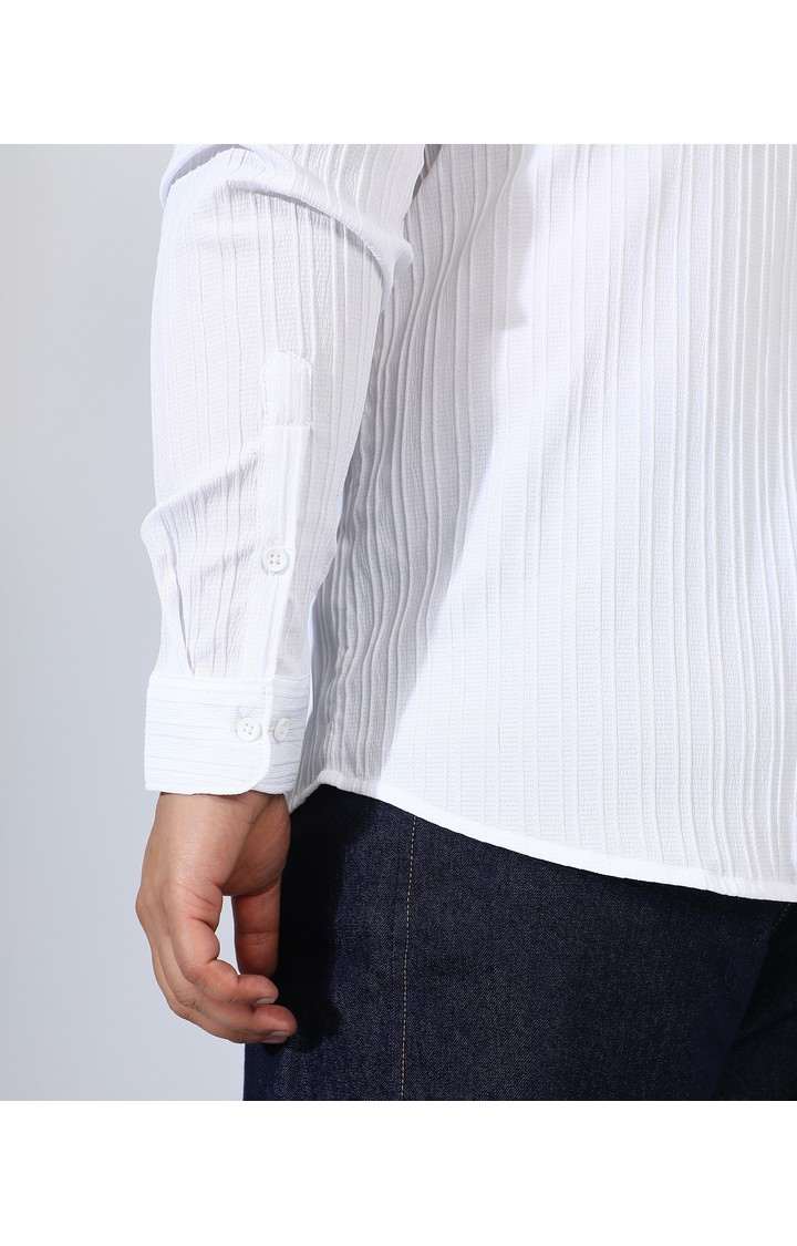 Men's White Solid Casual Shirts