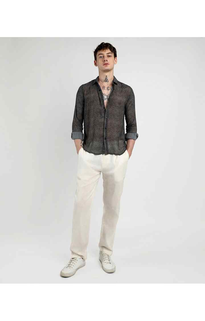 Men's Black Solid Casual Shirts