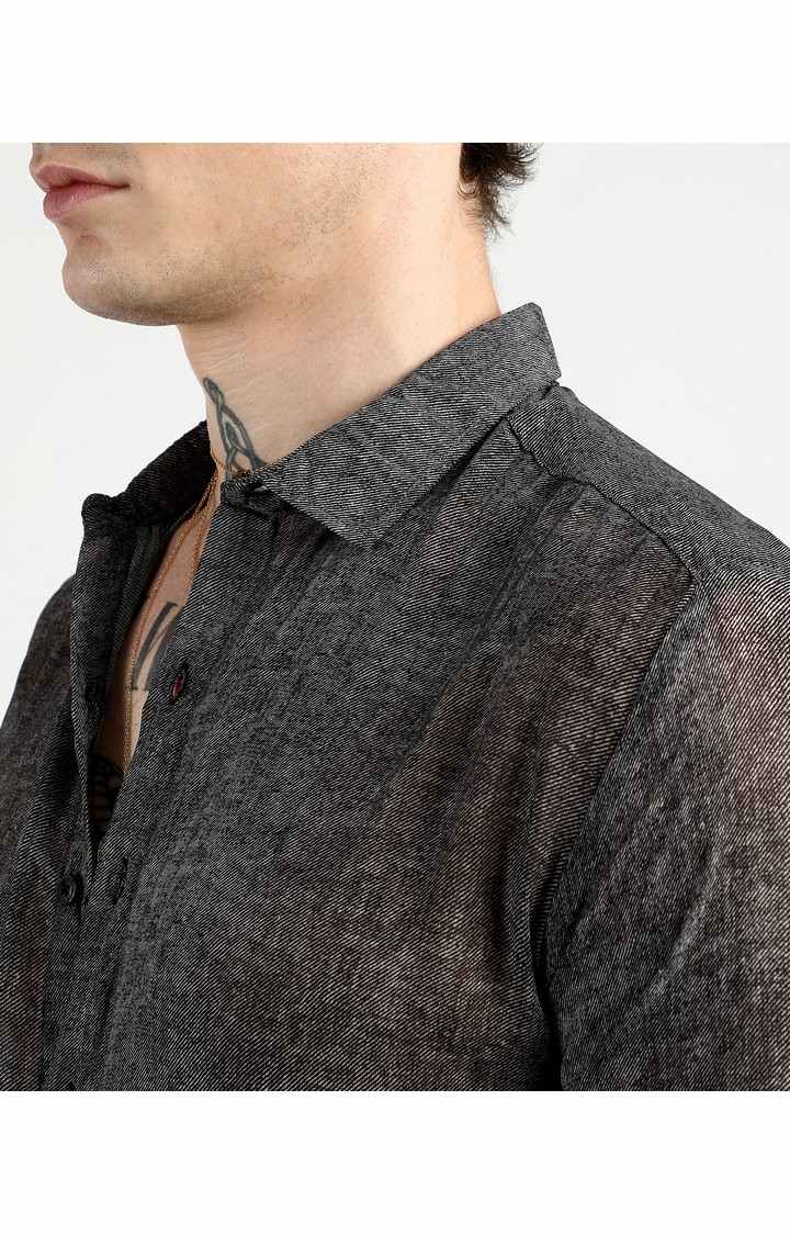 Men's Black Solid Casual Shirts
